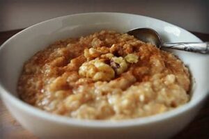 For health benefits, top your morning oatmeal with chopped walnuts to add texture and a nutty taste.