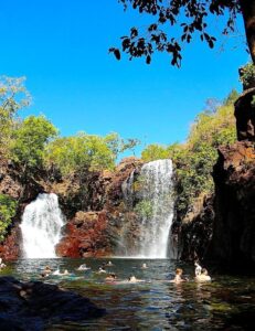 With its double waterfall cascading into a deep plunge pool, Florence Falls is a picturesque spot for swimming and enjoying the natural beauty of the park.