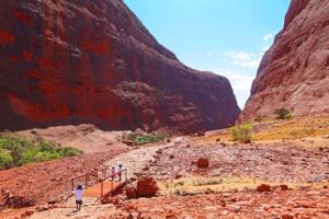 Located within Kata Tjuta, Walpa Gorge is a picturesque walk that takes you through a narrow gorge, surrounded by towering rock walls. It's a great opportunity to appreciate the unique geological formations up close.