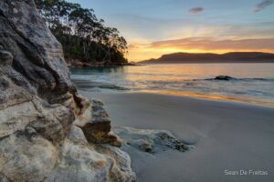 Adventure Bay is a picturesque spot on Bruny Island known for its white sandy beaches, perfect for swimming, kayaking, and wildlife spotting.