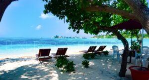 Guraidhoo is known for its stunning Bikini Beach, a picturesque stretch of white sand and crystal-clear waters perfect for sunbathing, swimming, and snorkeling. Visitors can relax on the beach, soak up the sun, and enjoy the serene tropical surroundings.