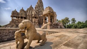 The Khajuraho Temples are a group of stunning Hindu and Jain temples known for their intricate carvings and sculptures depicting various aspects of life and spirituality.