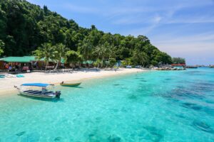 A tropical paradise off the east coast of Malaysia, the Perhentian Islands are known for their crystal-clear waters, white sandy beaches, and vibrant marine life. Visitors can go snorkeling or diving to explore the colorful coral reefs, relax on the beaches, and enjoy the laid-back island atmosphere.