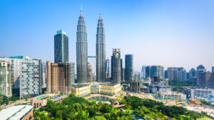 One of Malaysia's most iconic landmarks, the Petronas Twin Towers in Kuala Lumpur are the tallest twin towers in the world.