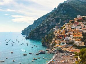 A picturesque stretch of coastline in southern Italy, the Amalfi Coast is known for its colorful cliffside villages, crystal-clear waters, and stunning views, making it a popular destination for tourists.