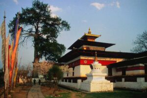 One of the oldest and most sacred temples in Bhutan, located in Paro, this 7th-century temple is believed to pin down the left foot of a giant demoness subjugated by the spread of Buddhism.