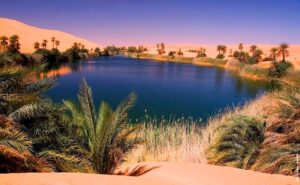 In the heart of Libya's Sahara Desert, the Ubari Lakes are a series of stunning saltwater lakes surrounded by towering sand dunes. The area is also home to prehistoric rock art and archaeological sites.