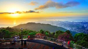 A popular tourist destination in Penang, Penang Hill offers panoramic views of the island and the mainland, accessible by a funicular railway.