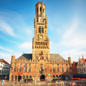 This medieval bell tower in Bruges is a UNESCO World Heritage site, offering breathtaking views of the city from its 83-meter-high observation platform and housing a historic carillon.