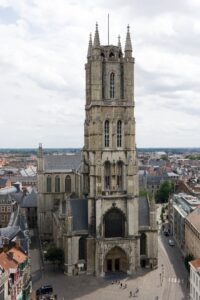 Located in Ghent, this magnificent Gothic cathedral is home to the famous Ghent Altarpiece, a masterpiece of Early Netherlandish art, and boasts stunning stained glass windows and a rich history.