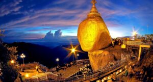 The Golden Rock is a sacred pilgrimage site where a massive boulder, coated in gold leaf, appears to defy gravity, resting on the edge of a mountain.Top attractions are The Golden Rock, and panoramic views of the surrounding hills.