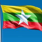 image of the flag of Myanmar.